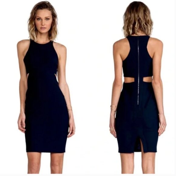 Elizabeth and James Midnight Blue Cut-Out Midi Dress - Picture 1 of 14